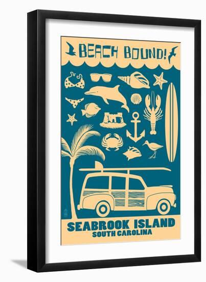 Seabrook Island, South Carolina - Coastal Icons-Lantern Press-Framed Art Print