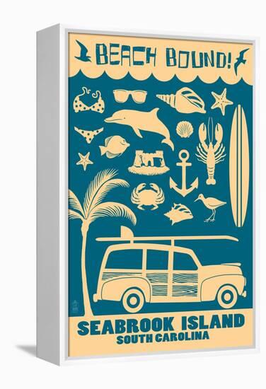 Seabrook Island, South Carolina - Coastal Icons-Lantern Press-Framed Stretched Canvas