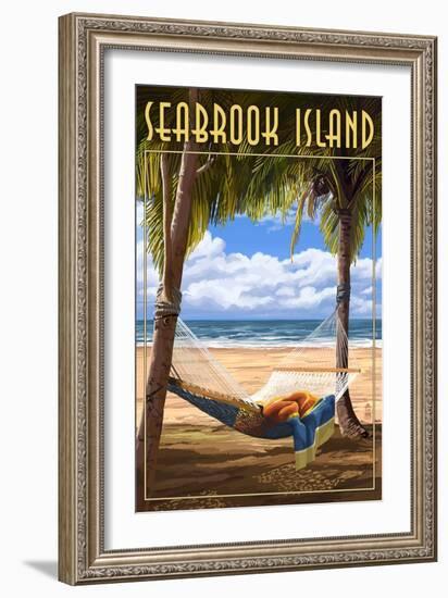 Seabrook Island, South Carolina - Hammock and Palms-Lantern Press-Framed Art Print