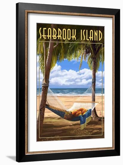 Seabrook Island, South Carolina - Hammock and Palms-Lantern Press-Framed Art Print