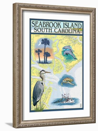 Seabrook Island, South Carolina - Nautical Chart-Lantern Press-Framed Art Print