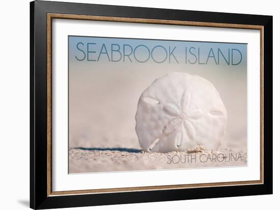 Seabrook Island, South Carolina - Sand Dollar and Beach-Lantern Press-Framed Art Print