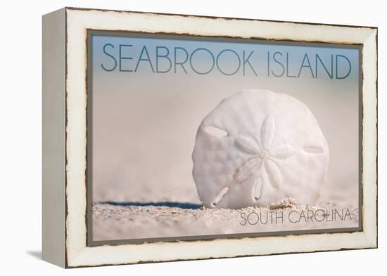 Seabrook Island, South Carolina - Sand Dollar and Beach-Lantern Press-Framed Stretched Canvas