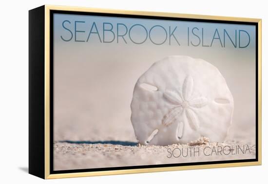 Seabrook Island, South Carolina - Sand Dollar and Beach-Lantern Press-Framed Stretched Canvas