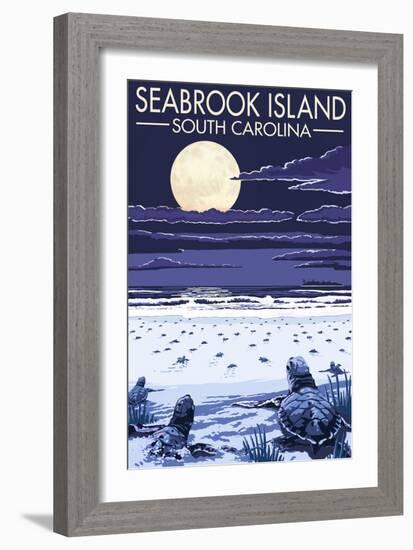 Seabrook Island, South Carolina - Sea Turtles Hatching-Lantern Press-Framed Premium Giclee Print