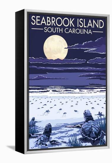 Seabrook Island, South Carolina - Sea Turtles Hatching-Lantern Press-Framed Stretched Canvas