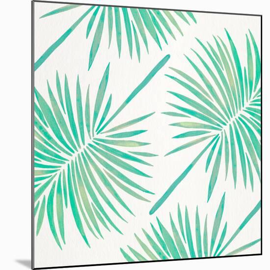 Seafoam Fan Palm Pattern-Cat Coquillette-Mounted Giclee Print