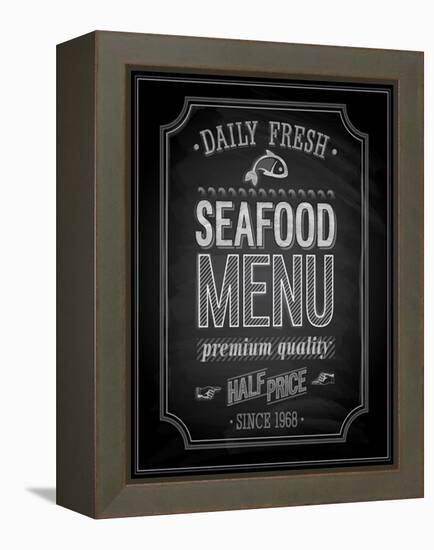 Seafood Poster Chalkboard-avean-Framed Stretched Canvas