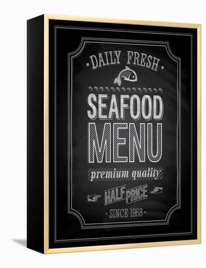 Seafood Poster Chalkboard-avean-Framed Stretched Canvas