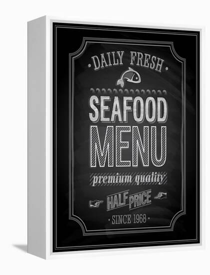 Seafood Poster Chalkboard-avean-Framed Stretched Canvas