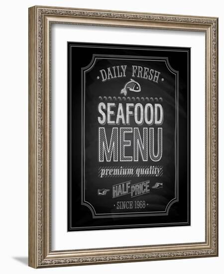 Seafood Poster Chalkboard-avean-Framed Art Print