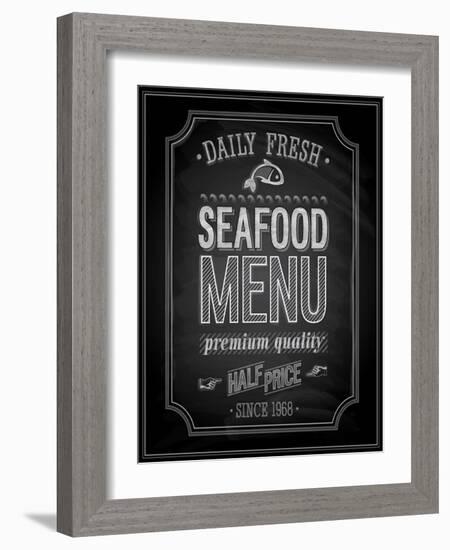 Seafood Poster Chalkboard-avean-Framed Art Print