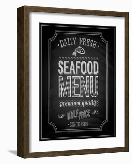 Seafood Poster Chalkboard-avean-Framed Art Print