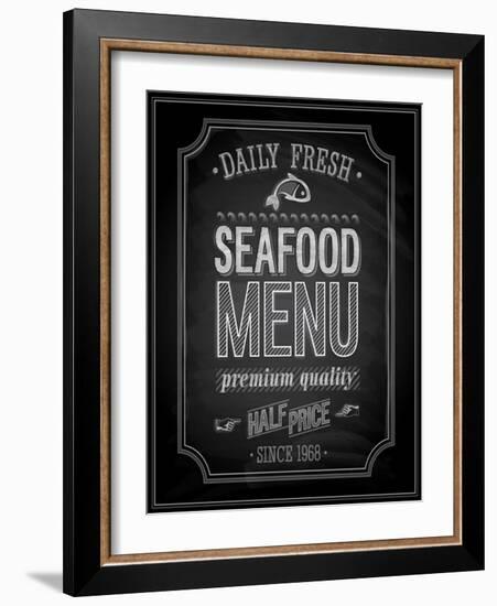 Seafood Poster Chalkboard-avean-Framed Art Print