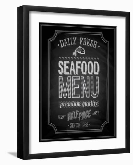 Seafood Poster Chalkboard-avean-Framed Art Print