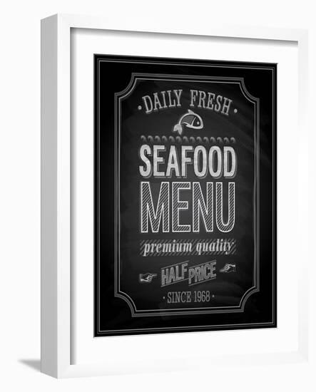 Seafood Poster Chalkboard-avean-Framed Art Print