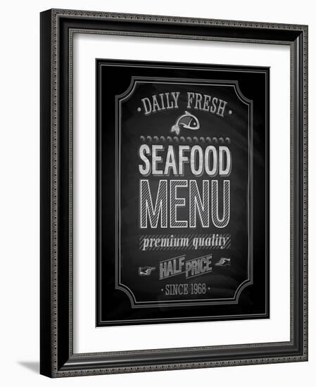 Seafood Poster Chalkboard-avean-Framed Art Print