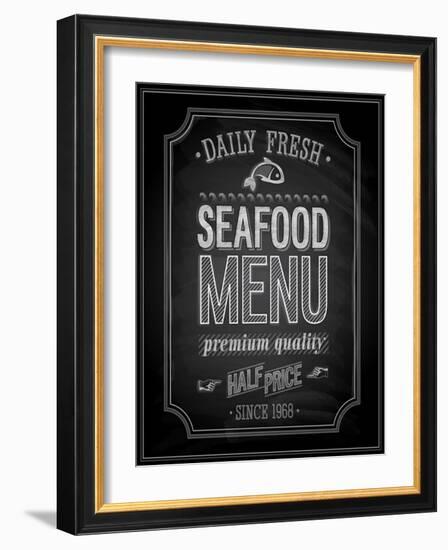 Seafood Poster Chalkboard-avean-Framed Art Print