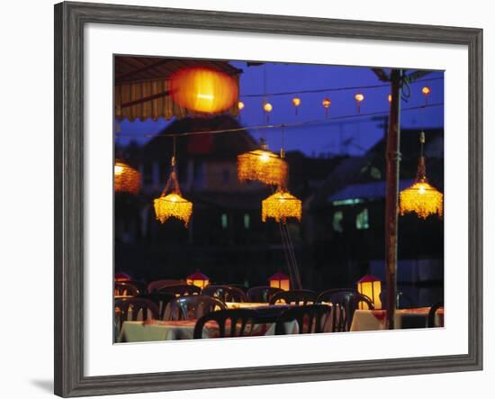 Seafood Restaurant with Lit Lanterns, Vietnam-Walter Bibikow-Framed Photographic Print