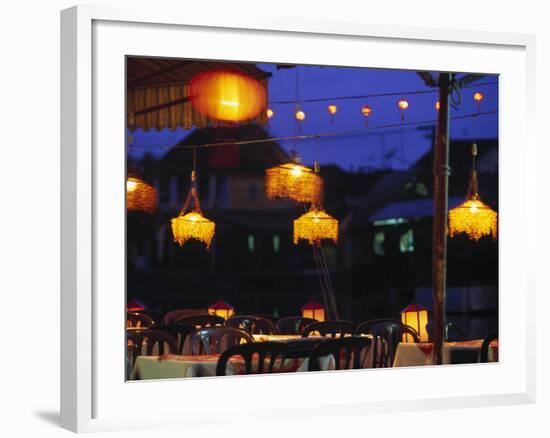 Seafood Restaurant with Lit Lanterns, Vietnam-Walter Bibikow-Framed Photographic Print