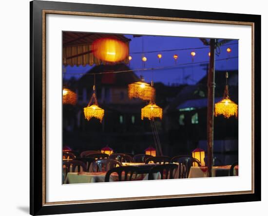 Seafood Restaurant with Lit Lanterns, Vietnam-Walter Bibikow-Framed Photographic Print