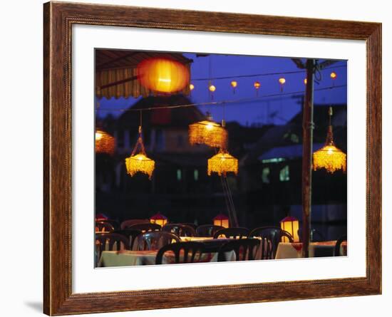 Seafood Restaurant with Lit Lanterns, Vietnam-Walter Bibikow-Framed Photographic Print