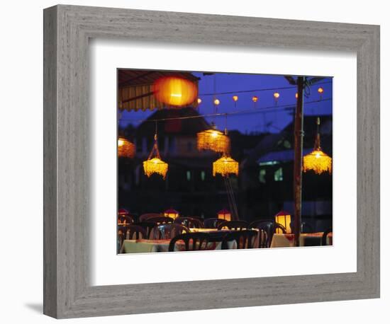 Seafood Restaurant with Lit Lanterns, Vietnam-Walter Bibikow-Framed Photographic Print