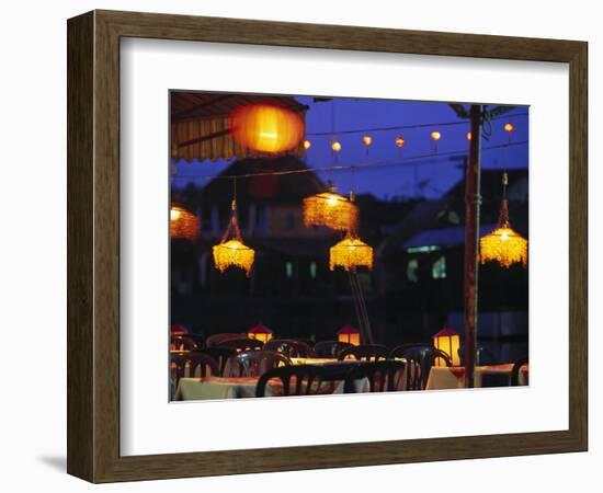 Seafood Restaurant with Lit Lanterns, Vietnam-Walter Bibikow-Framed Photographic Print