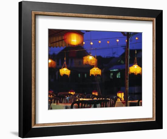 Seafood Restaurant with Lit Lanterns, Vietnam-Walter Bibikow-Framed Photographic Print