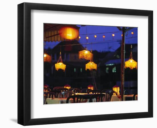 Seafood Restaurant with Lit Lanterns, Vietnam-Walter Bibikow-Framed Photographic Print