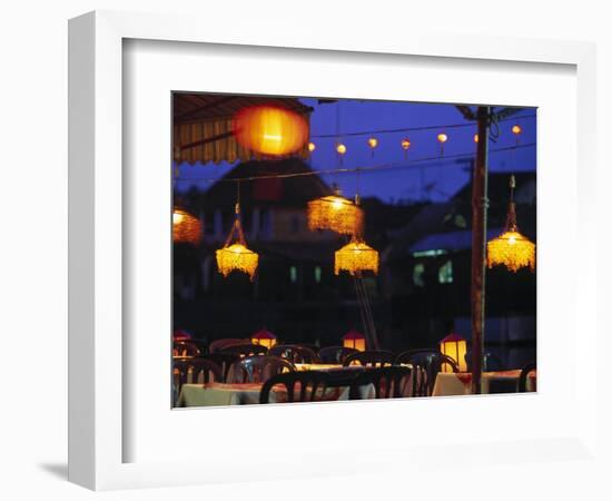 Seafood Restaurant with Lit Lanterns, Vietnam-Walter Bibikow-Framed Photographic Print