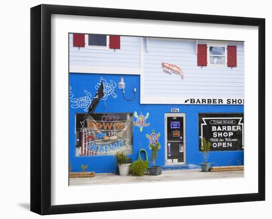 Seafood Store and Barber Shop on Tybee Island, Savannah, Georgia-Richard Cummins-Framed Photographic Print