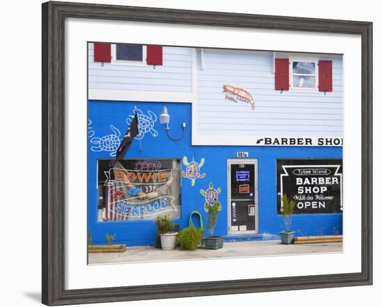 Seafood Store and Barber Shop on Tybee Island, Savannah, Georgia-Richard Cummins-Framed Photographic Print