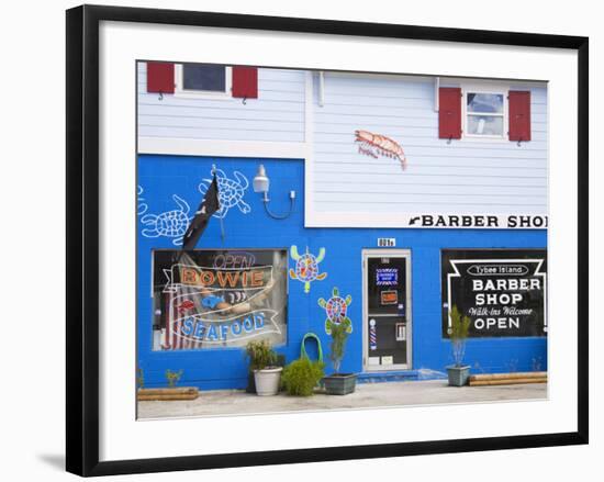 Seafood Store and Barber Shop on Tybee Island, Savannah, Georgia-Richard Cummins-Framed Photographic Print