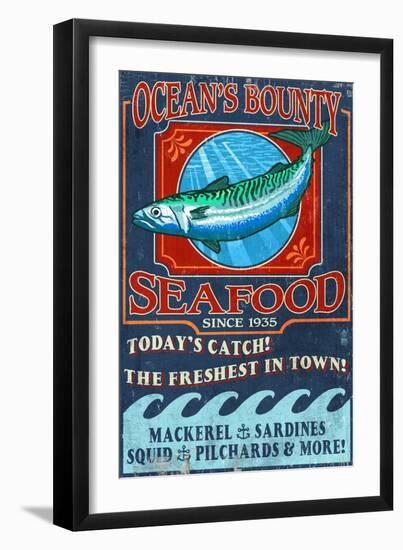 Seafood - Vintage Sign-Lantern Press-Framed Art Print