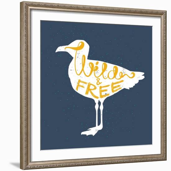 Seagull Silhouette and Lettering-TashaNatasha-Framed Premium Giclee Print