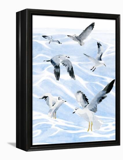 Seagull Soiree I-Annie Warren-Framed Stretched Canvas