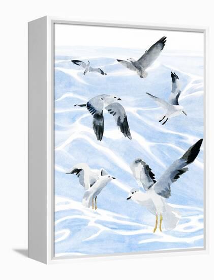 Seagull Soiree I-Annie Warren-Framed Stretched Canvas