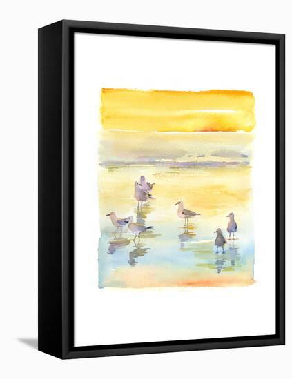 Seagulls on Beach, 2014-John Keeling-Framed Premier Image Canvas