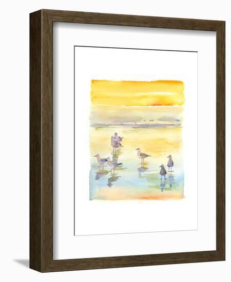 Seagulls on Beach, 2014-John Keeling-Framed Giclee Print