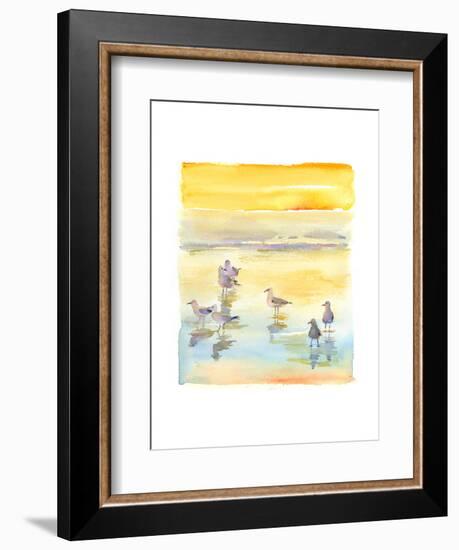 Seagulls on Beach, 2014-John Keeling-Framed Giclee Print