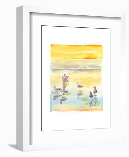 Seagulls on Beach, 2014-John Keeling-Framed Giclee Print