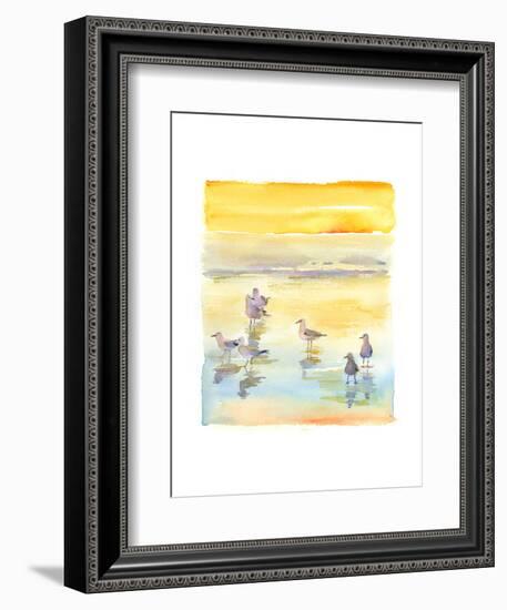 Seagulls on Beach, 2014-John Keeling-Framed Giclee Print