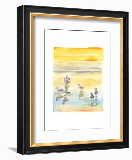 Seagulls on Beach, 2014-John Keeling-Framed Giclee Print