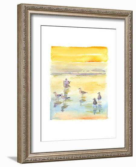 Seagulls on Beach, 2014-John Keeling-Framed Giclee Print