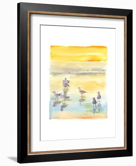 Seagulls on Beach, 2014-John Keeling-Framed Giclee Print