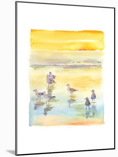 Seagulls on Beach, 2014-John Keeling-Mounted Giclee Print