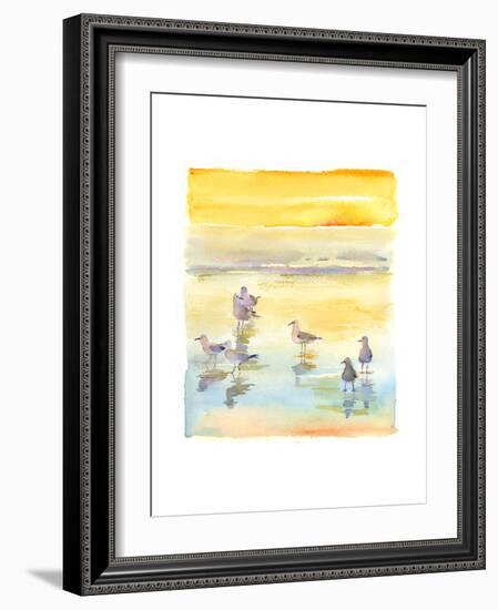 Seagulls on Beach, 2014-John Keeling-Framed Giclee Print