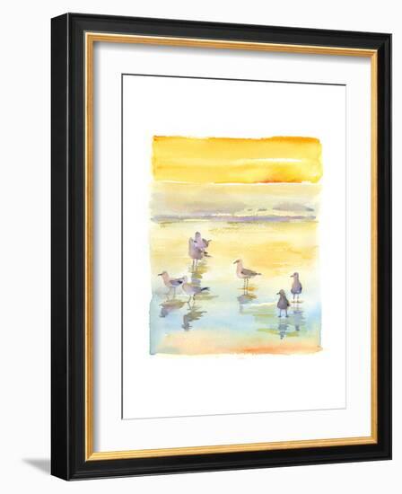 Seagulls on Beach, 2014-John Keeling-Framed Giclee Print