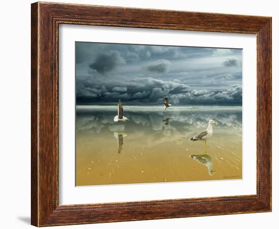 Seagulls on the Beach-Carlos Casamayor-Framed Giclee Print